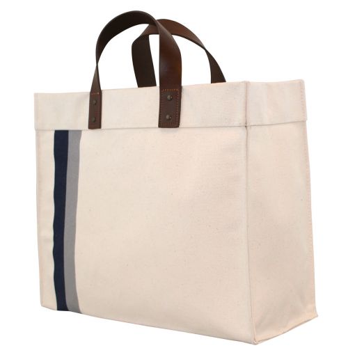 striped tote navy & gray