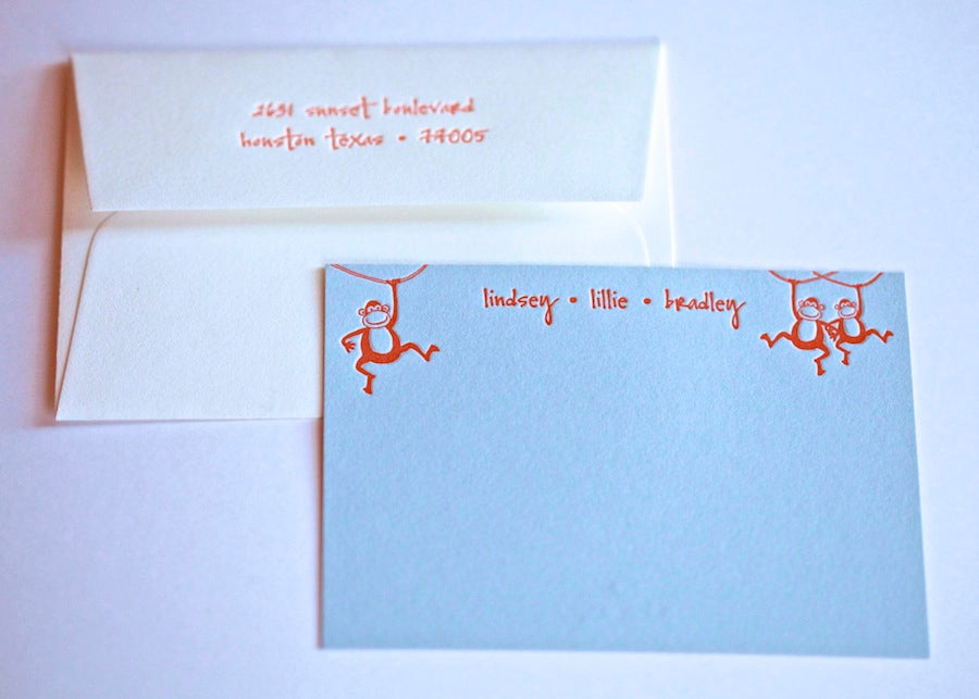 swinging monkey kids stationery