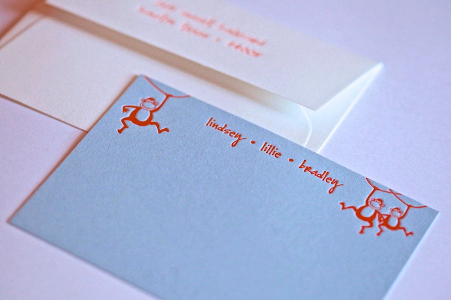 swinging monkey kids stationery
