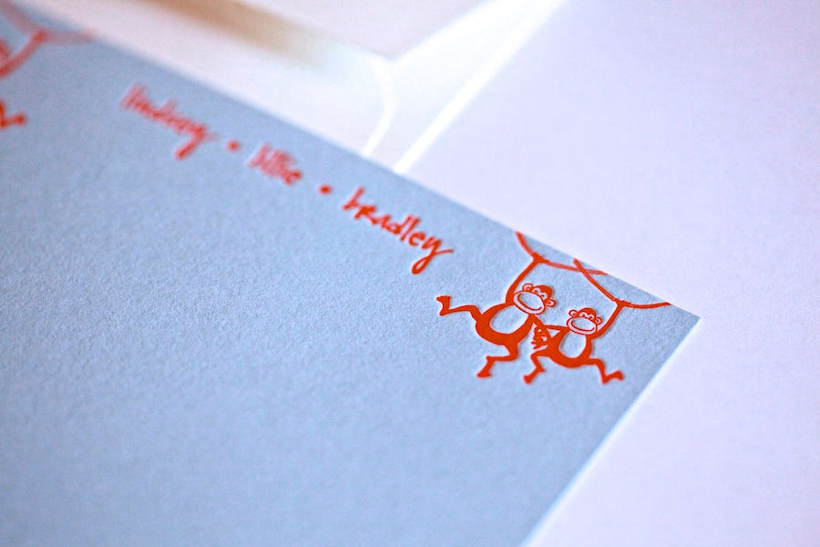 swinging monkey kids stationery