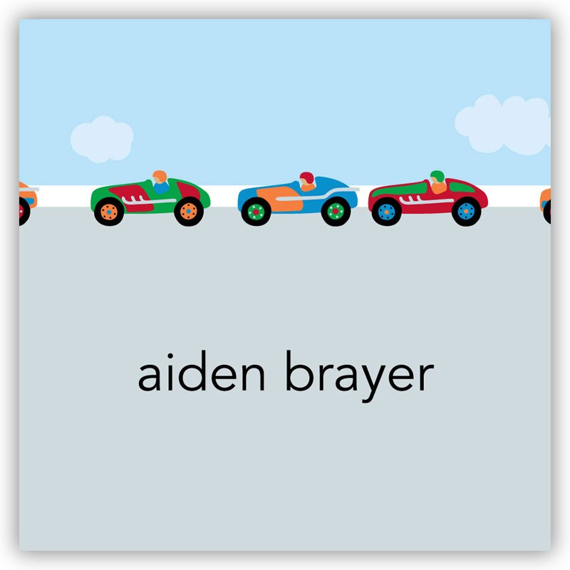 boatman geller race cars square sticker