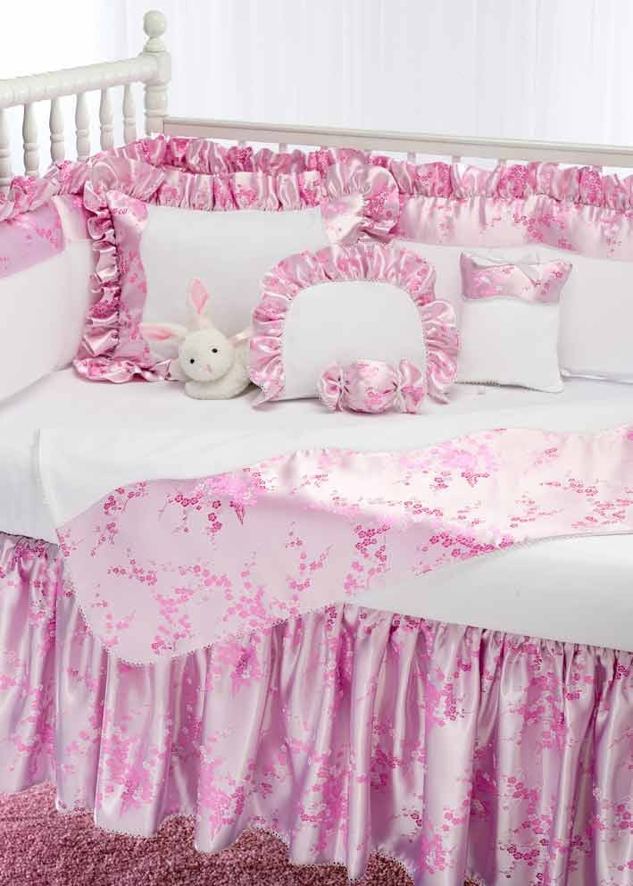 pink blossom crib bedding