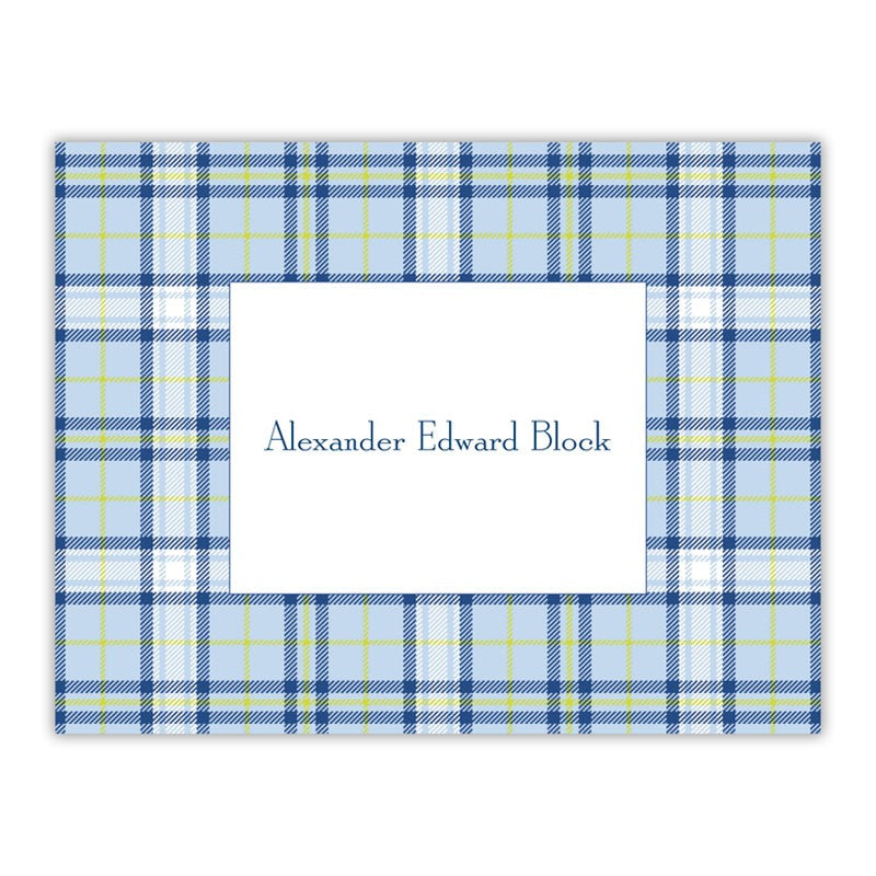 boatman geller plaid blue foldover note