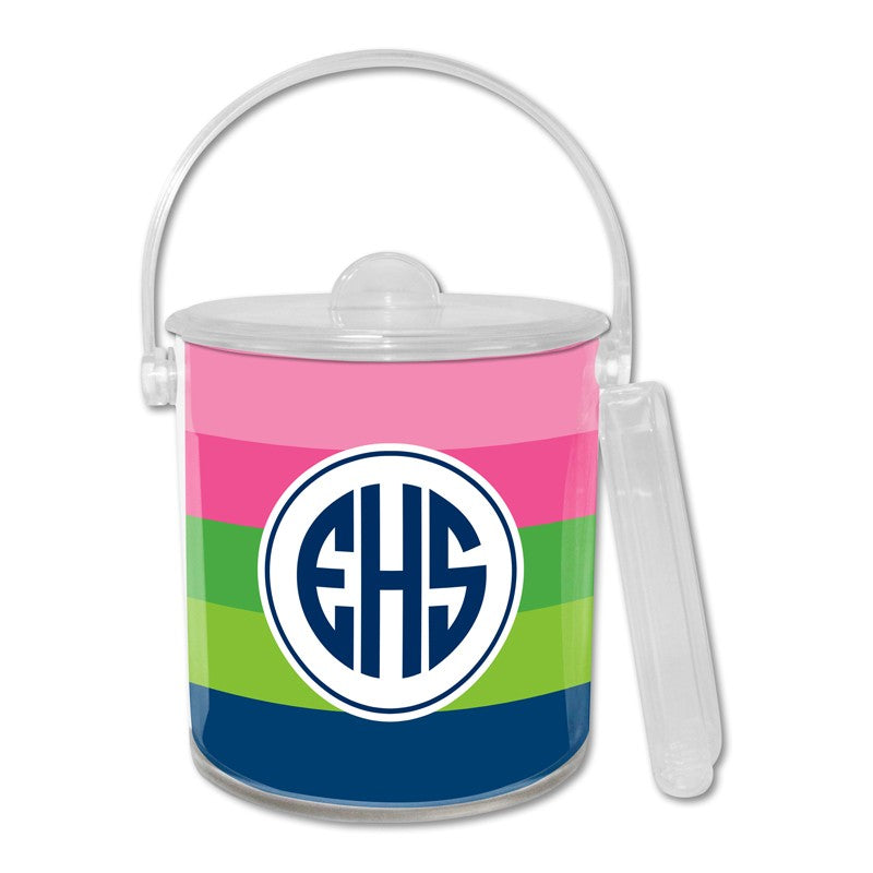 boatman geller bold stripe pink, green & navy ice bucket