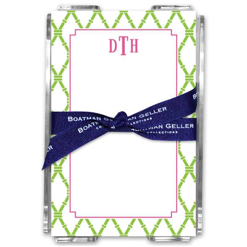 boatman geller bamboo green & raspberry acrylic note sheets