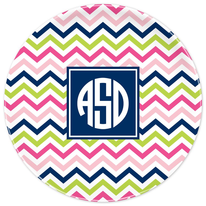 boatman geller chevron pink, navy & lime plate