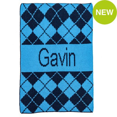 argyle and name blanket
