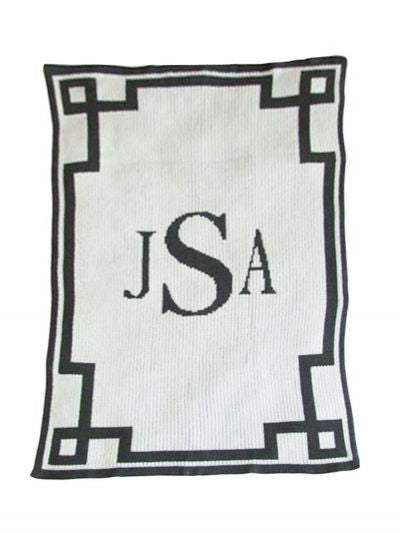 monogram and scroll blanket