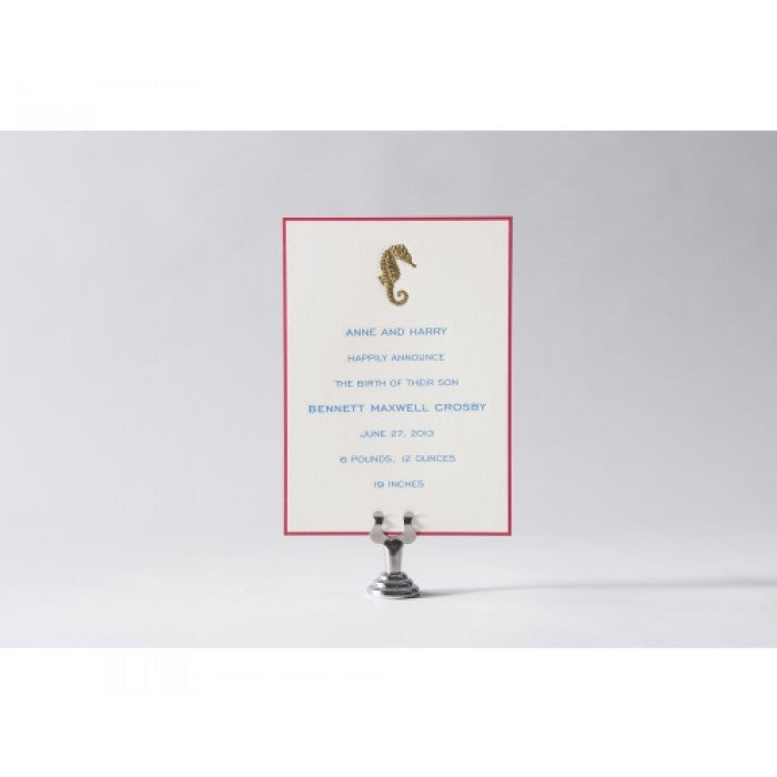 engraved seahorse baby announcement - bennett maxwell