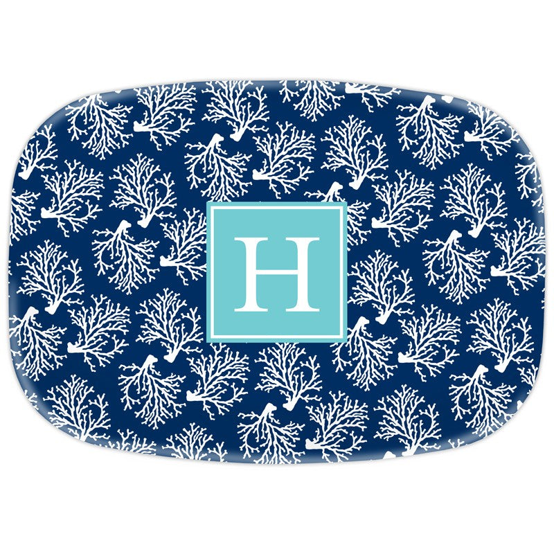 boatman geller coral repeat navy platter