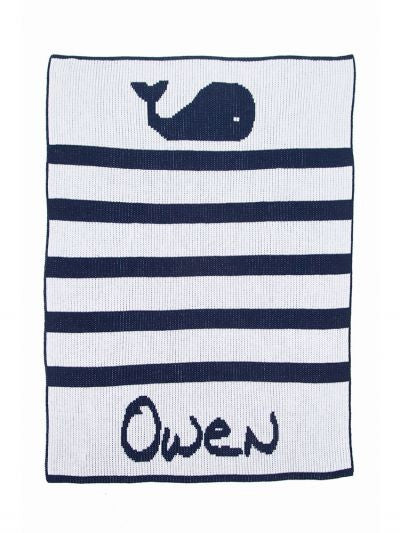 personalised whales & stripes blanket