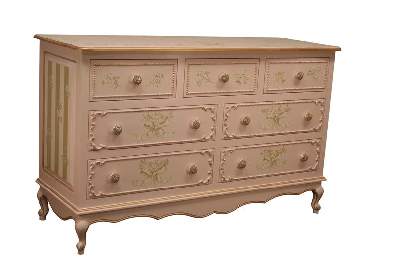 Petite Amie Long Dresser with Hand-Painted Details