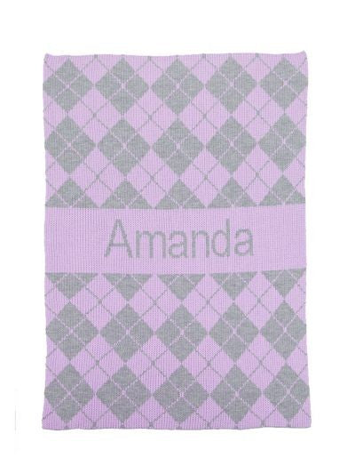 personalised argyle & name blanket