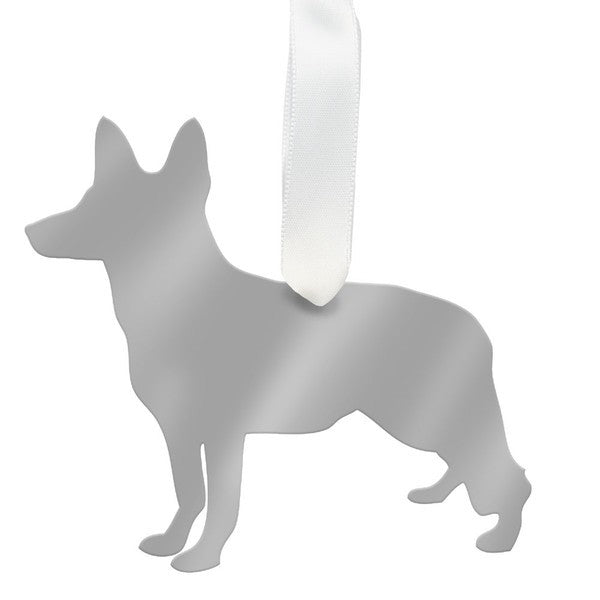 moon and lola german shepherd christmas ornament - silver