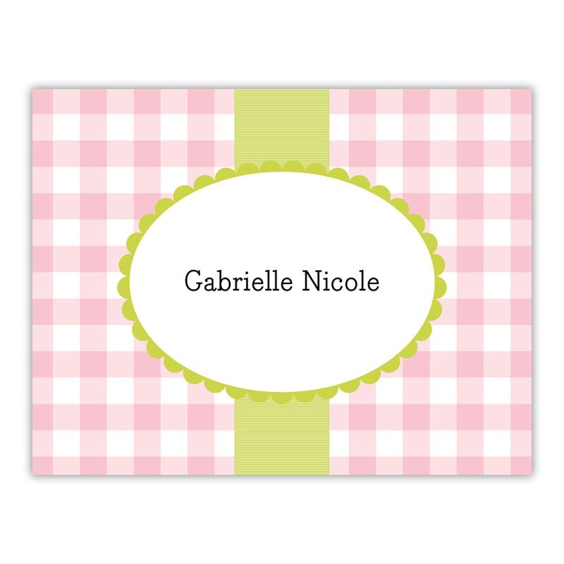 boatman geller check pink foldover note cards