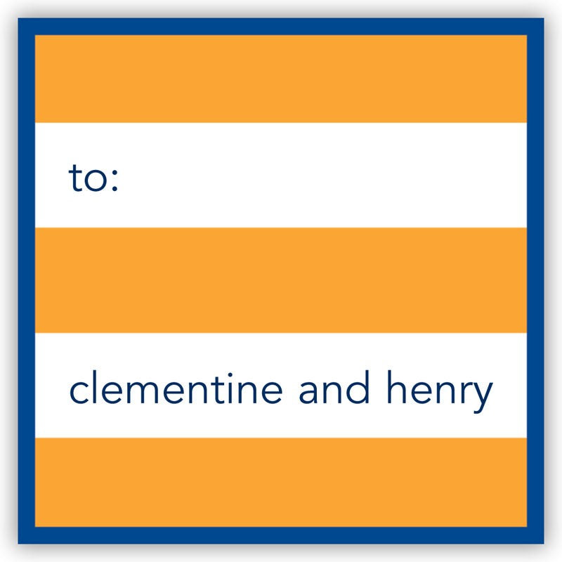 boatman geller rugby orange & navy border square sticker
