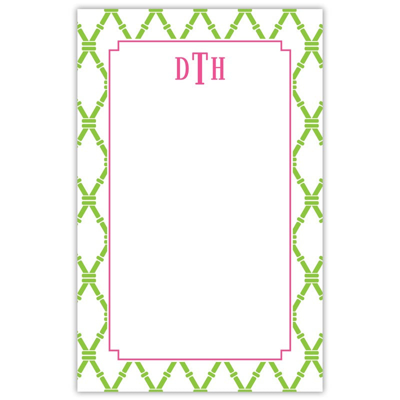 boatman geller bamboo green & raspberry notepad