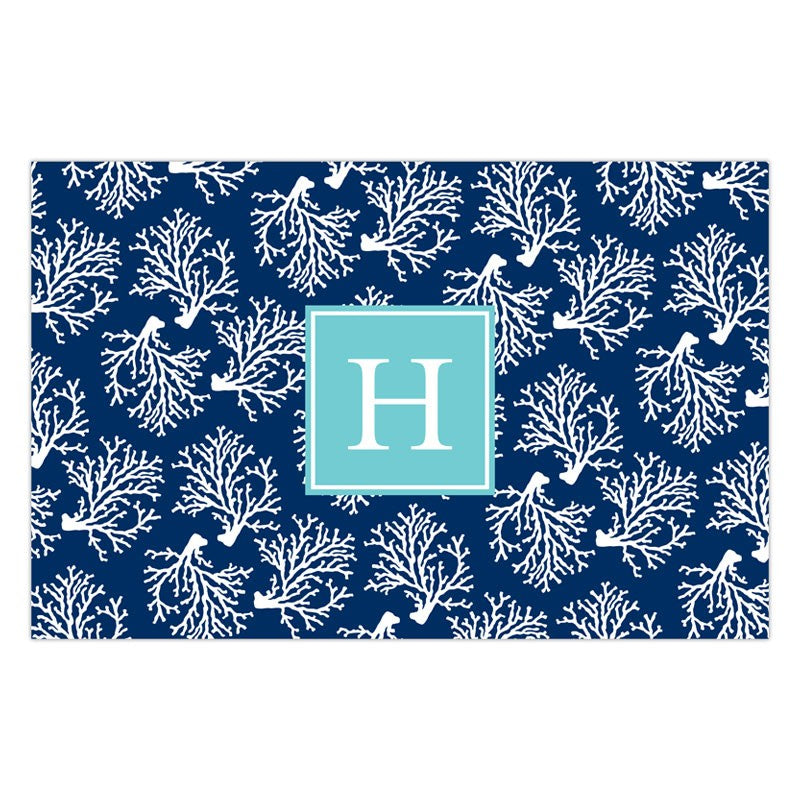 boatman geller coral repeat navy placemat