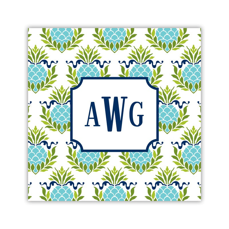 pineapple repeat teal square paper coaster set of 50