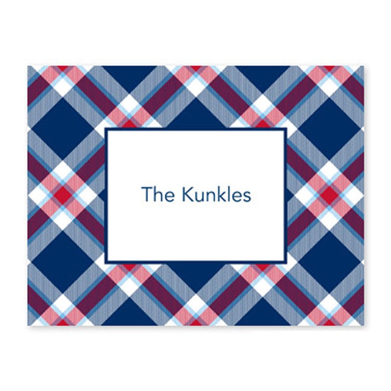boatman geller ashley plaid navy fold over note
