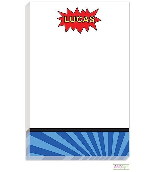 personalized - blue superhero notepad