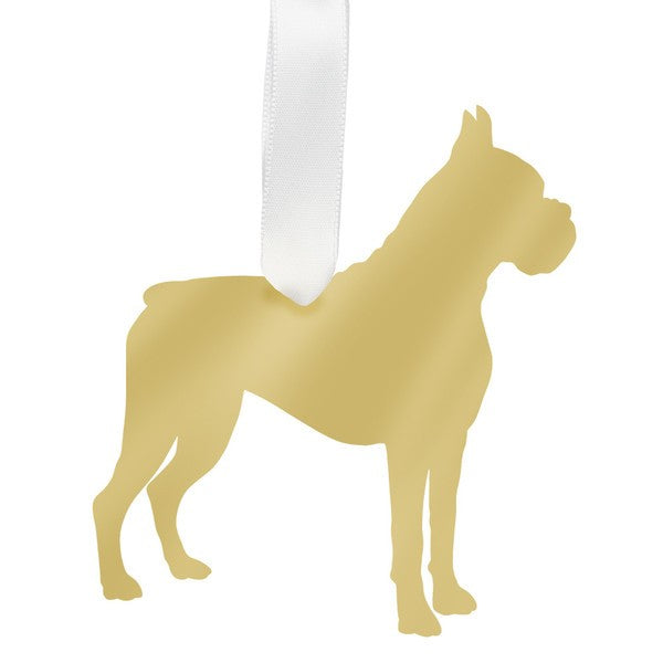moon and lola boxer christmas ornament - gold