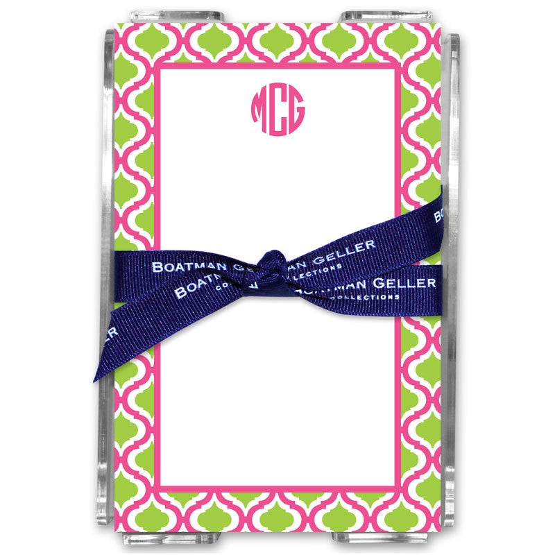 boatman geller kate raspberry & lime acrylic note sheets