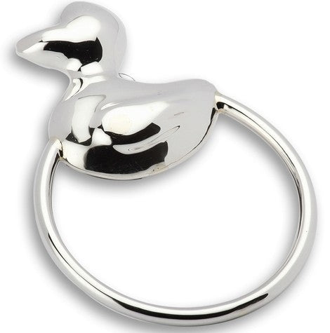 Sterling Silver Duck Ring Baby Rattle - Personalized Heirloom Gift