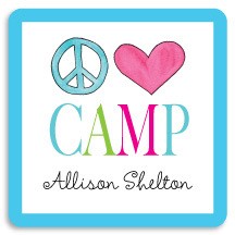 peace love camp square stickers