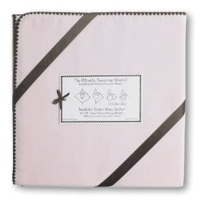ulitmate swaddling blanket by swaddle designs - pink with brown trim