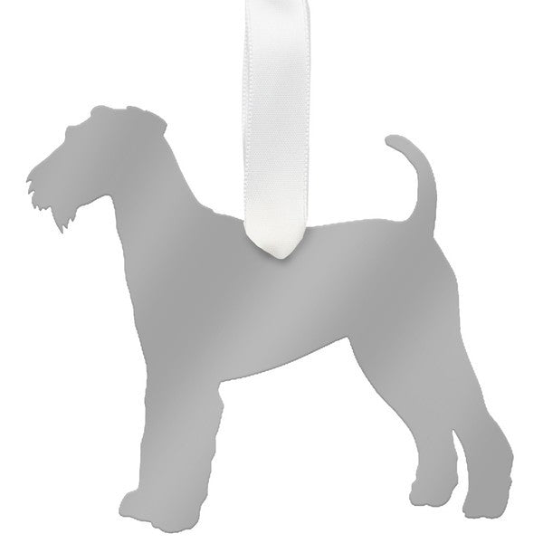 moon and lola airedale terrier ornament - silver