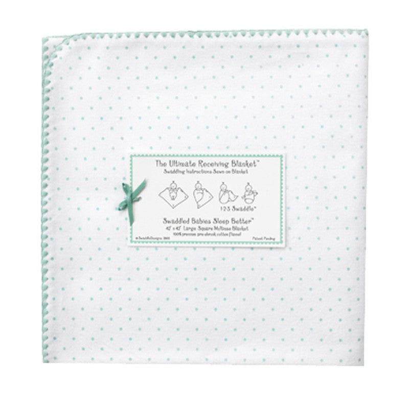 ultimate swaddling blanket by swaddle designs - white with sea crystal dots