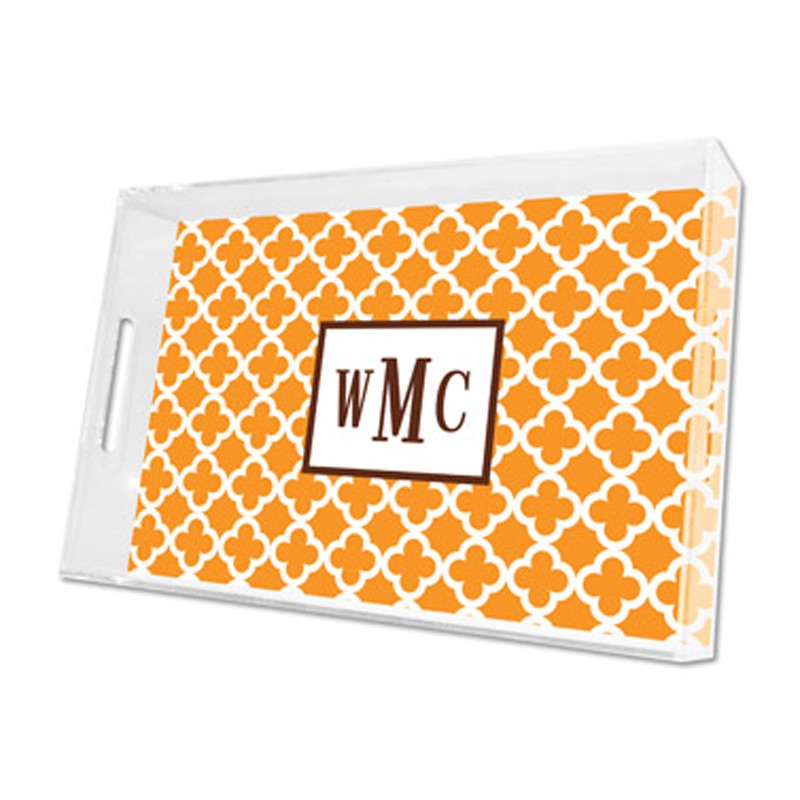 bristol tile tangerine lucite tray - large