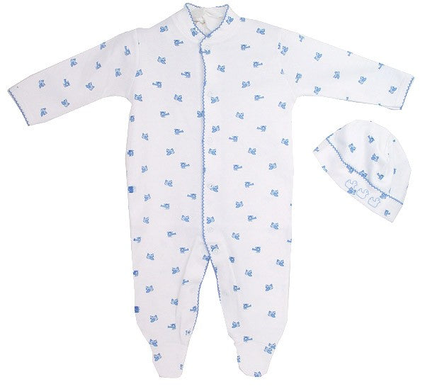 blue helicopter footie and hat set