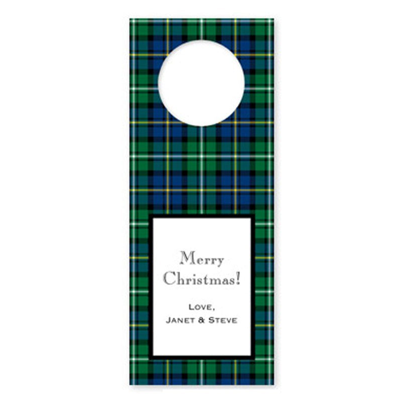 boatman geller black watch plaid wine tags