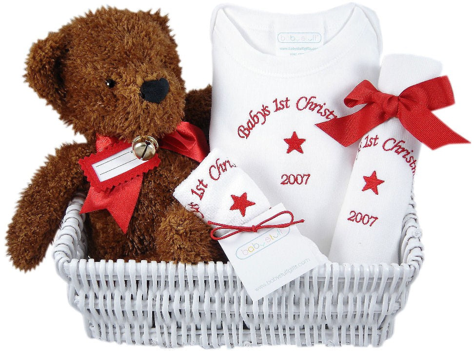 baby's first christmas gift basket