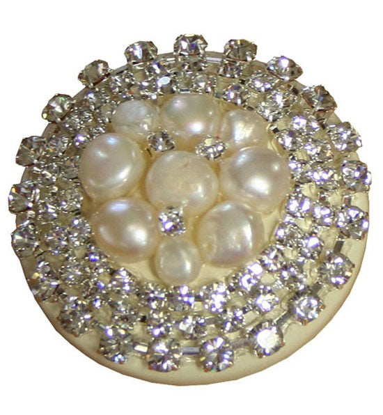 ivory freshwater pearl cluster & rhinestone drawer knob