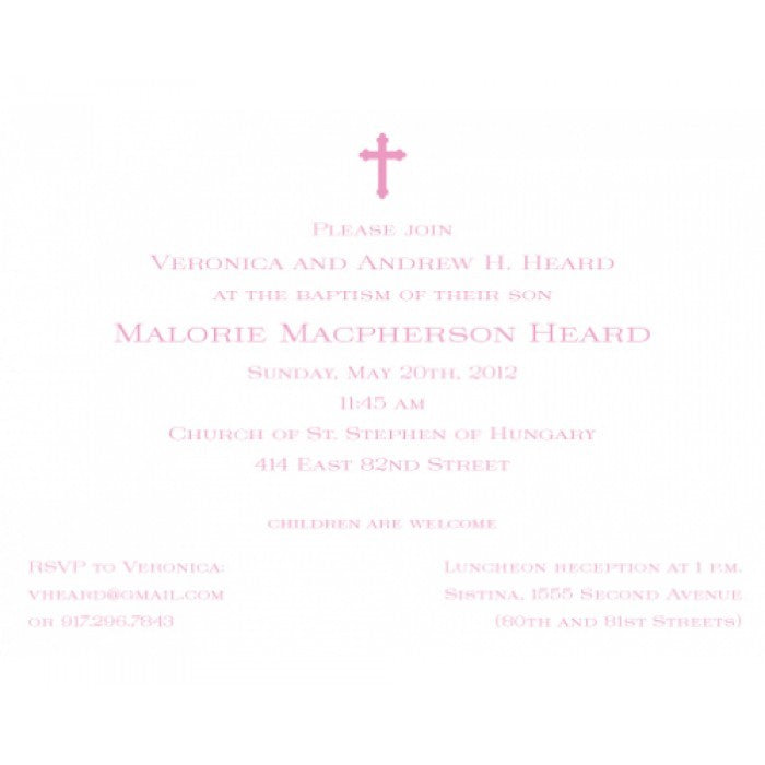 pink cross baptism invitations