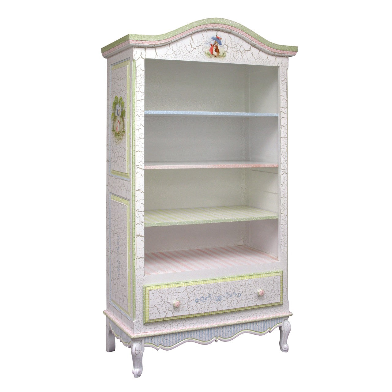 Tall French Bookcase Tone on Tone Crackle