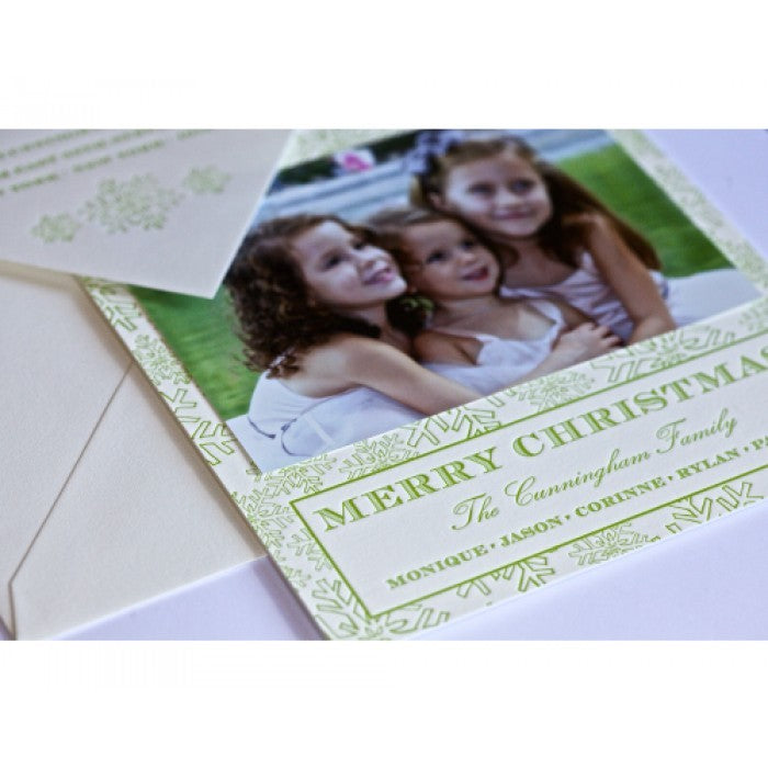 green snow holiday card