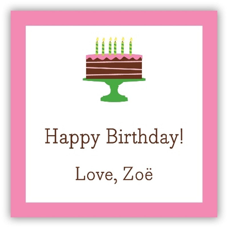 boatman geller birthday cake pink square sticker