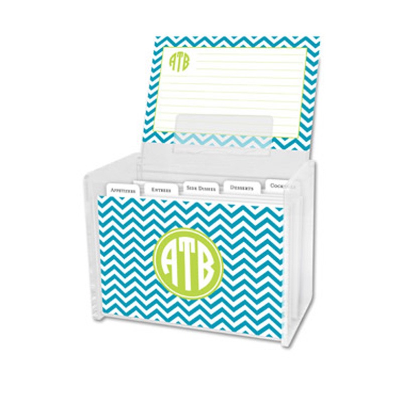 boatman geller chevron turquoise recipe box