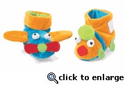 tiny toes airplane and train booties by manhattan toy