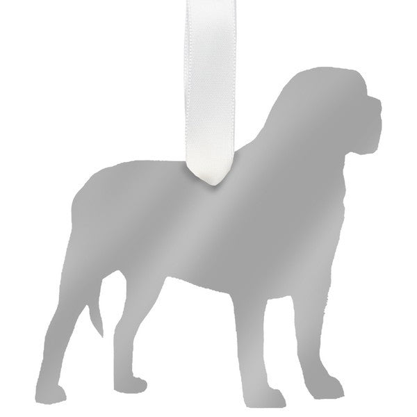 moon and lola mastiff christmas ornament - silver
