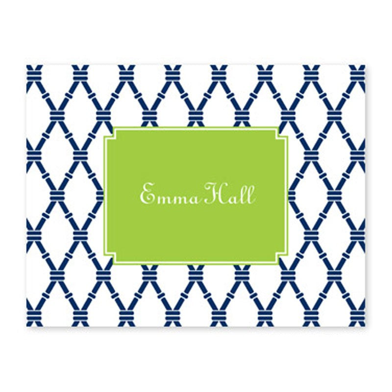 boatman geller bamboo navy & green fold over note