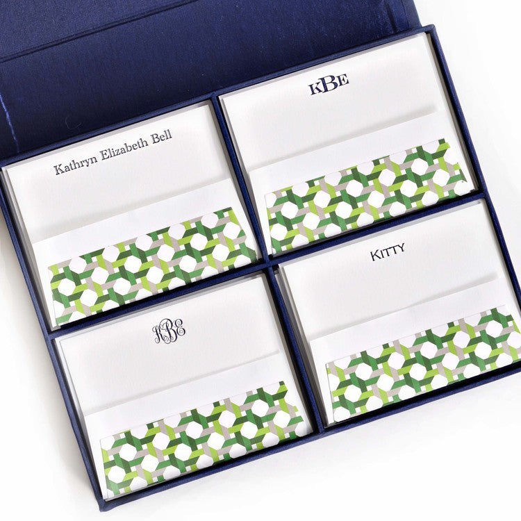 grand navy silk stationery box - g11