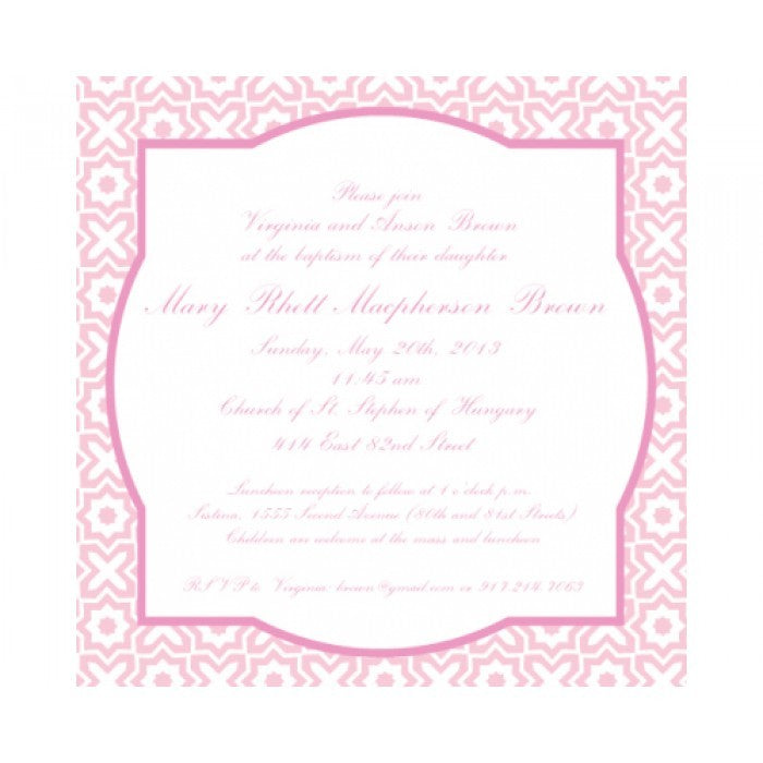 cross my heart pink baptism invitations