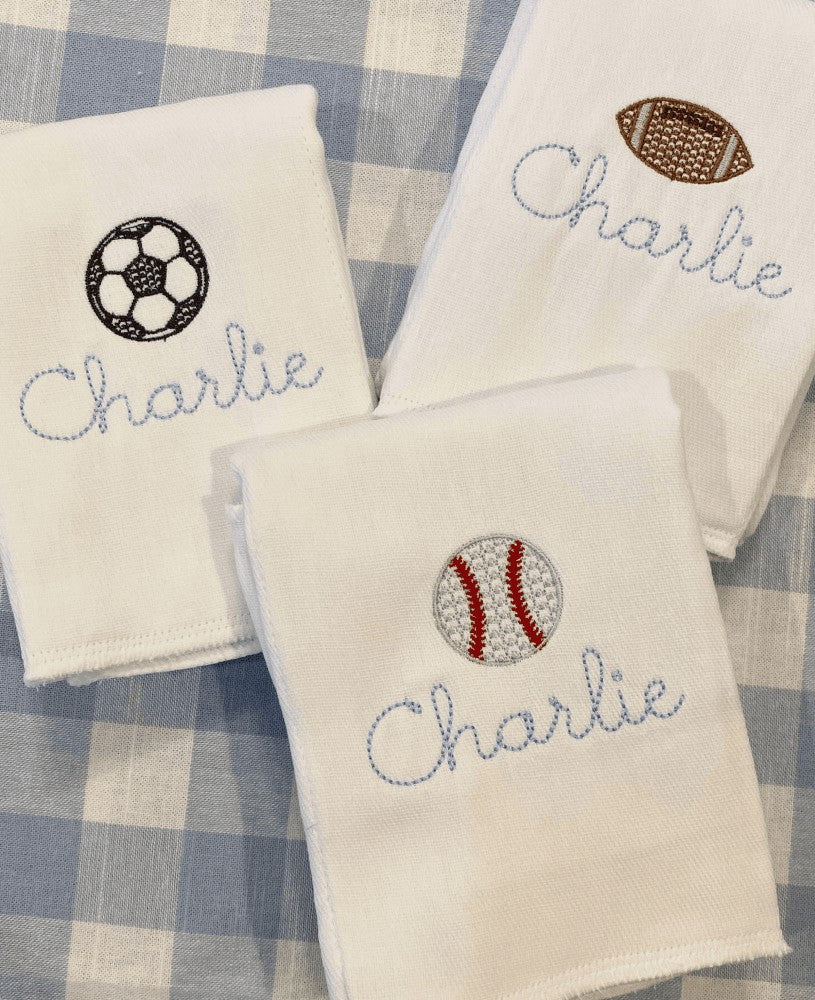 sports burp cloths set