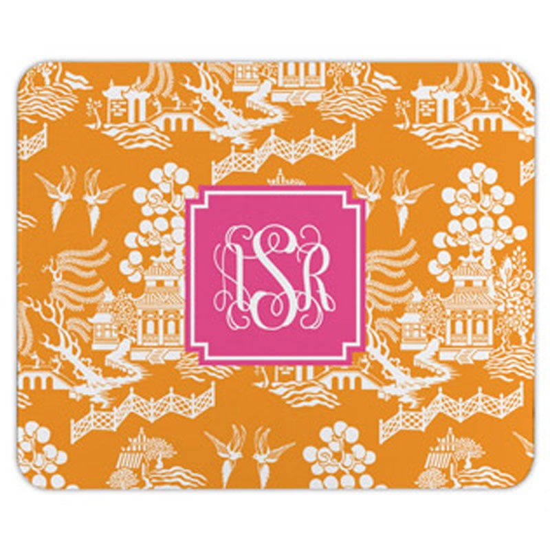 boatman geller chinoiserie tangerine mouse pad