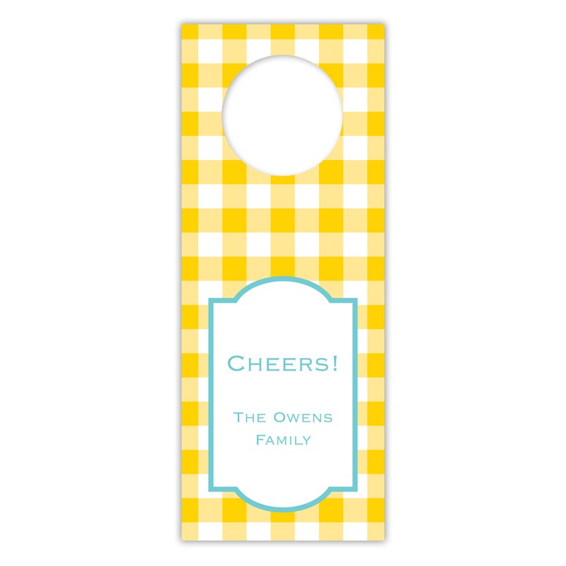 boatman geller classic check sunflower wine tags